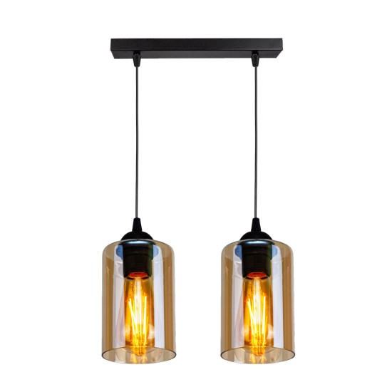 BISTRO Pakabinamas šviestuvas juodas 2X40W E27 Rudas šviestuvo gaubtas
