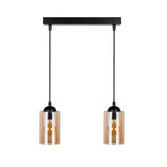 BISTRO Pakabinamas šviestuvas juodas 2X40W E27 Rudas šviestuvo gaubtas