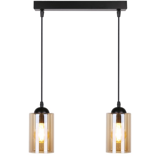 BISTRO Pakabinamas šviestuvas juodas 2X40W E27 Rudas šviestuvo gaubtas