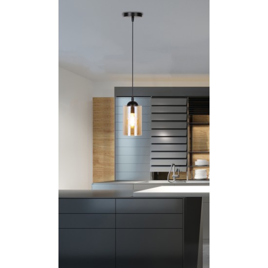 BISTRO Pakabinamas šviestuvas 1X40W E27 Rudas šviestuvo gaubtas