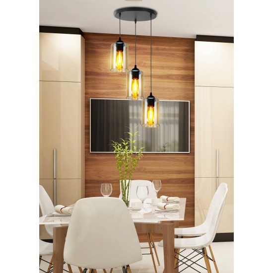 BISTRO Pakabinamas šviestuvas  3X40W E27 Rudas šviestuvo gaubtas