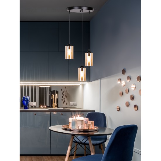 BISTRO Pakabinamas šviestuvas  3X40W E27 Rudas šviestuvo gaubtas