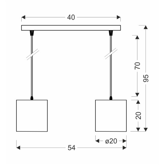ATLANTA Pakabinimas šviestuvas 2X40W E27 Baltas gaubtas ATLANTA Pakabinimas šviestuvas 2X40W E27 Baltas gaubtas