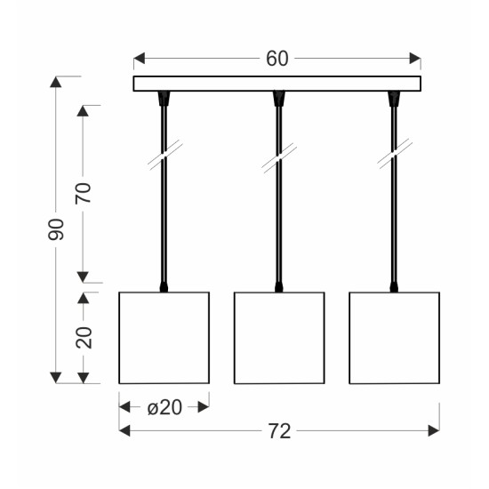 ATLANTA Pakabinamas šviestuvas 3X40W E27 Baltas gaubtas ATLANTA Pakabinamas šviestuvas 3X40W E27 Baltas gaubtas