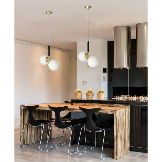 Duo pakabinamas šviestuvas matinis juodas+auksinis 2x15w E14 atspalvis baltas Duo pakabinamas šviestuvas matinis juodas+auksinis 2x15w E14 atspalvis baltas