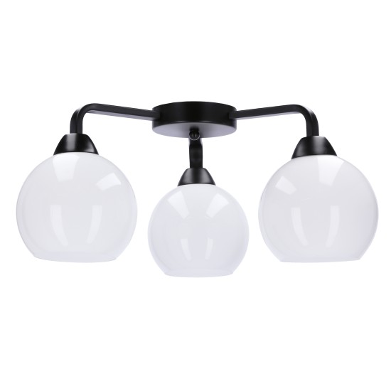 Caldera ceiling lamp  black 3x60w e27 white lampshade