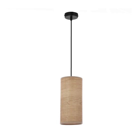 BALLO pakabinamas šviestuvas, juodas, 1X60 E27, riešuto spalvos gaubtas