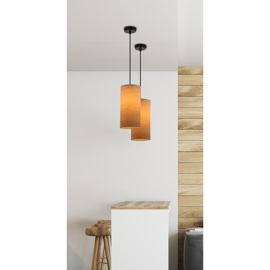 BALLO pakabinamas šviestuvas, juodas, 1X60 E27, riešuto spalvos gaubtas