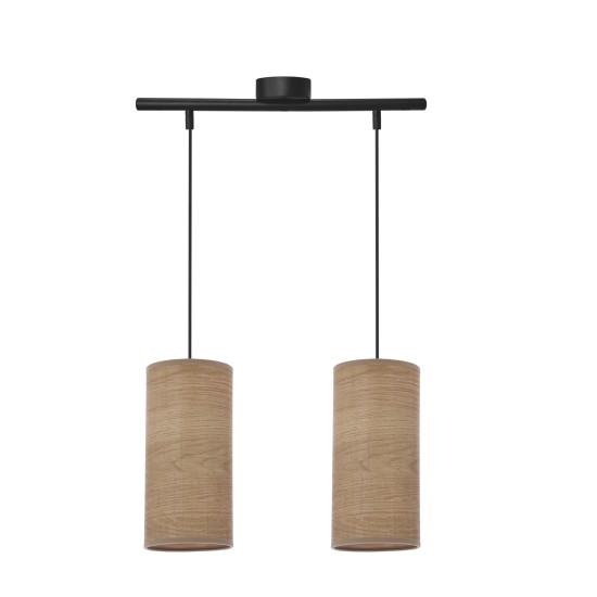 BALLO pakabinamas šviestuvas, juodas, 2x60, E27, riešuto spalvos, gaubtas