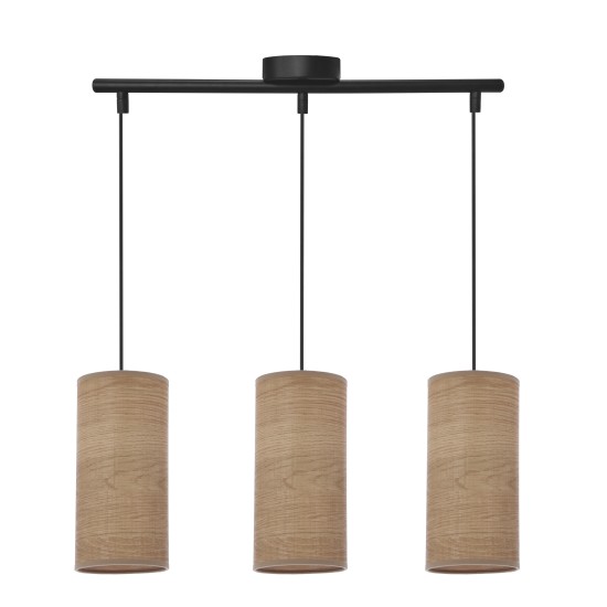 BALLO pakabinamas šviestuvas, juodas, 3X60, E27, riešuto spalvos, gaubtas