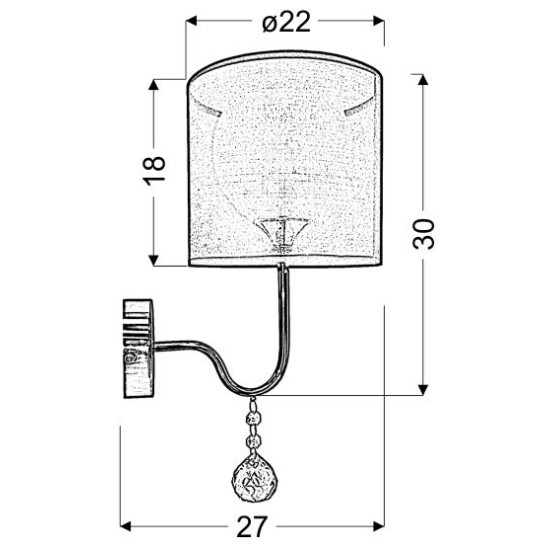 BRAVA sieninis šviestuvas D-22 1X60W E27 baltas BRAVA sieninis šviestuvas D-22 1X60W E27 baltas