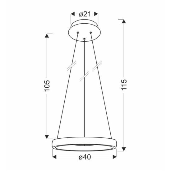 HASHIM pakabinamas šviestuvas  40cm MATINIS TAMSUS AUKSAS 22W LED SKAIDRUS KRISTALAI