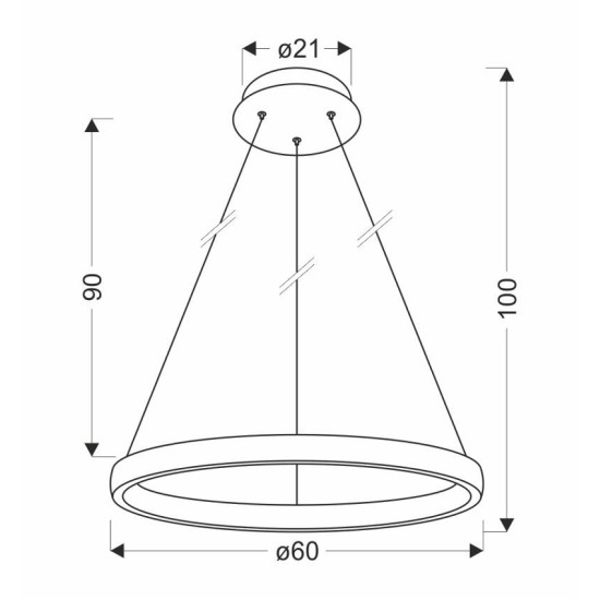 HASHIM pakabinamas šviestuvas 60cm MATINIS TAMSUS AUKSAS 34W LED SKAIDRUS KRISTALAI