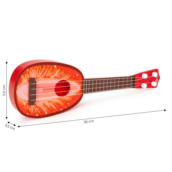 Ukulėlė gitara vaikams, 4 stygų braškė