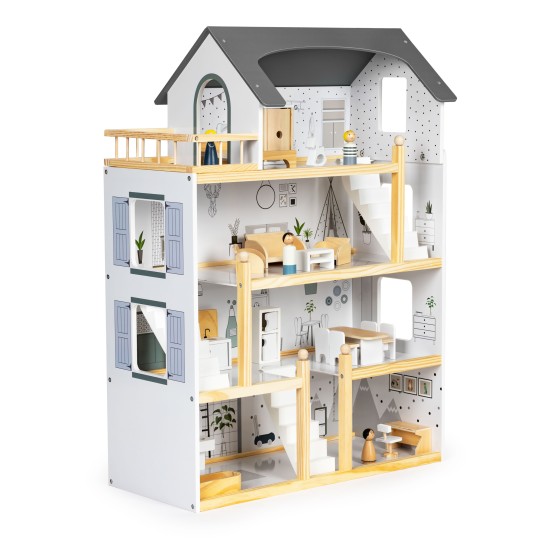 Lėlių namelis su medinių baldų komplektu Eco Toys Lėlių namelis su medinių baldų komplektu Eco Toys