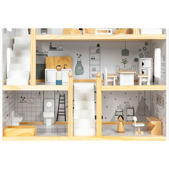 Lėlių namelis su medinių baldų komplektu Eco Toys Lėlių namelis su medinių baldų komplektu Eco Toys