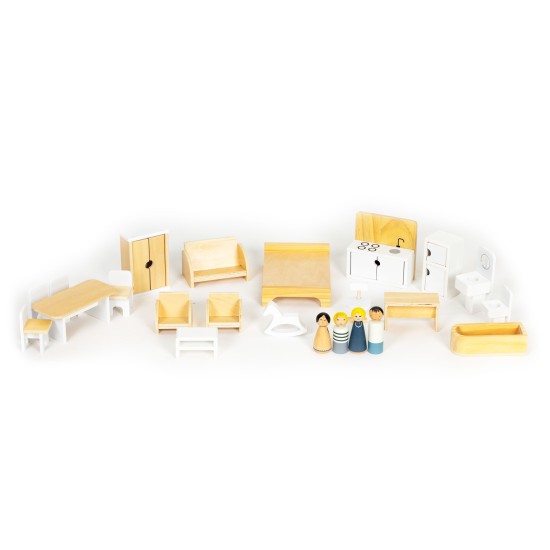 Lėlių namelis su medinių baldų komplektu Eco Toys Lėlių namelis su medinių baldų komplektu Eco Toys