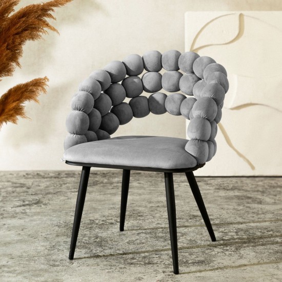 Kėdė | BURBULAS | veliūrinis pilkas | 57,5x61x81,7cm | Kėdė | BURBULAS | veliūrinis pilkas | 57,5x61x81,7cm |
