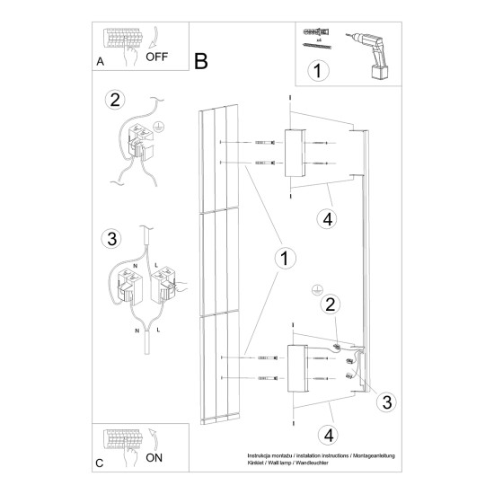 Sieninis šviestuvas SAPPO M baltas 4000K Sieninis šviestuvas SAPPO M baltas 4000K