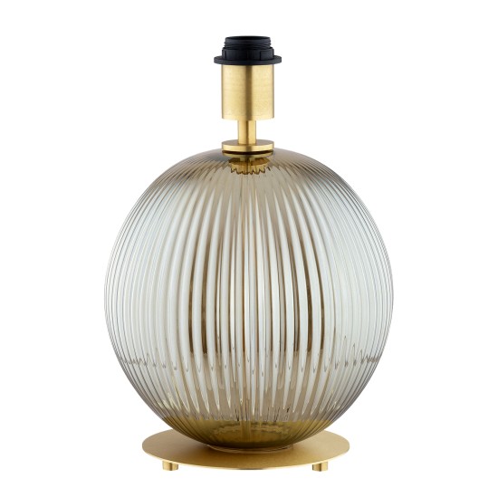 Didelė stalinė lempa su rutuliniu grioveliuotu stikliniu tamsiai smėlio spalvos gaubtu HAMILTON Didelė stalinė lempa su rutuliniu grioveliuotu stikliniu tamsiai smėlio spalvos gaubtu HAMILTON