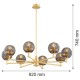 Auksinė sietyno formos figūrėlė su 8 atšakų tamsiais, grioveliais ir šlifuoto žalvario gaubtais PALOMA