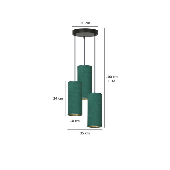 Pakabinamas šviestuvas BENTE 3 BL PREMIUM GREEN Pakabinamas šviestuvas BENTE 3 BL PREMIUM GREEN