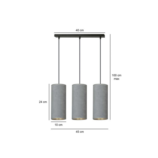 Pakabinamas šviestuvas BENTE 3 BL GRAY
