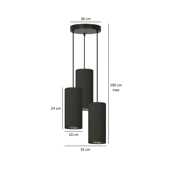 Pakabinamas šviestuvas BENTE 3 BL PREMIUM BLACK Pakabinamas šviestuvas BENTE 3 BL PREMIUM BLACK