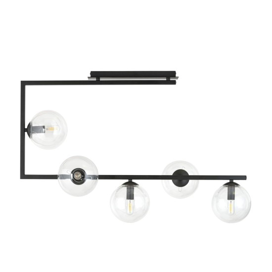 SOMA 5 BL TRANSPARENT lubinis šviestuvas, modernus, juodas SOMA 5 BL TRANSPARENT lubinis šviestuvas, modernus, juodas