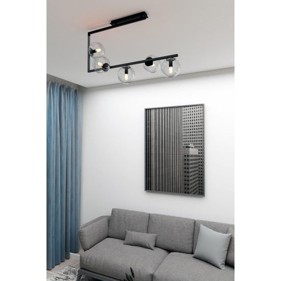 SOMA 5 BL TRANSPARENT lubinis šviestuvas, modernus, juodas SOMA 5 BL TRANSPARENT lubinis šviestuvas, modernus, juodas