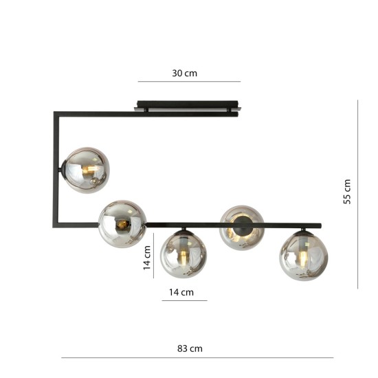 SOMA 5 BL GRAPHITE lubinis šviestuvas, modernus, juodas