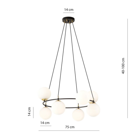 Pakabinamas šviestuvas AZURA 8 BL OPAL