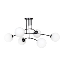 PREGOS 6 BLACK klasikinis lubinis šviestuvas su gaubtu, juoda/balta