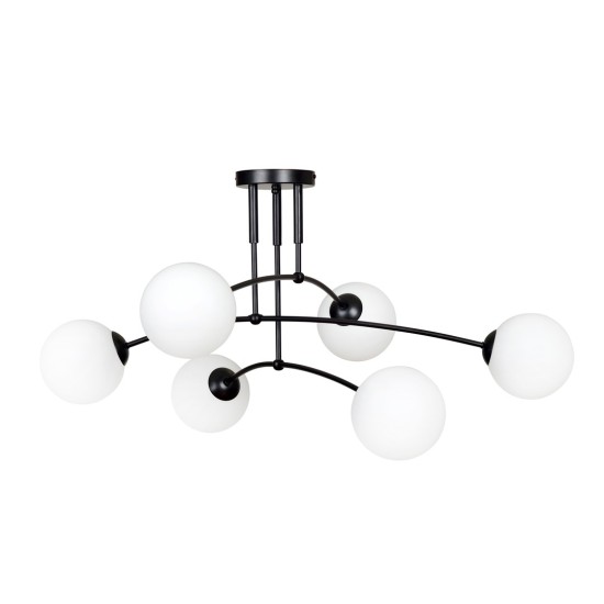PREGOS 6 BLACK klasikinis lubinis šviestuvas su gaubtu, juoda/balta PREGOS 6 BLACK klasikinis lubinis šviestuvas su gaubtu, juoda/balta
