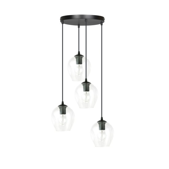ISTAR 4 BL PREMIUM TRANSPARENT pakabinamas šviestuvas, juodi gaubtai ISTAR 4 BL PREMIUM TRANSPARENT pakabinamas šviestuvas, juodi gaubtai