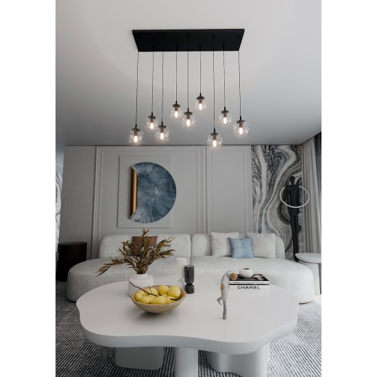 Pakabinamas šviestuvas COSMO 9 BL TRANSPARENT