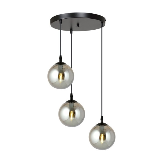 COSMO 3 BL PREMIUM GRAPHITE palėpės pakabinamas šviestuvas su gaubtu, juodas