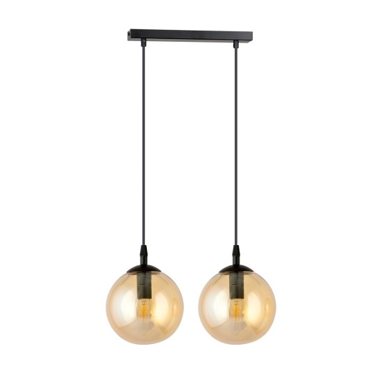 COSMO 2 BL HONEY  pakabinamas šviestuvas, gintaro spalvos gaubtas, juodas