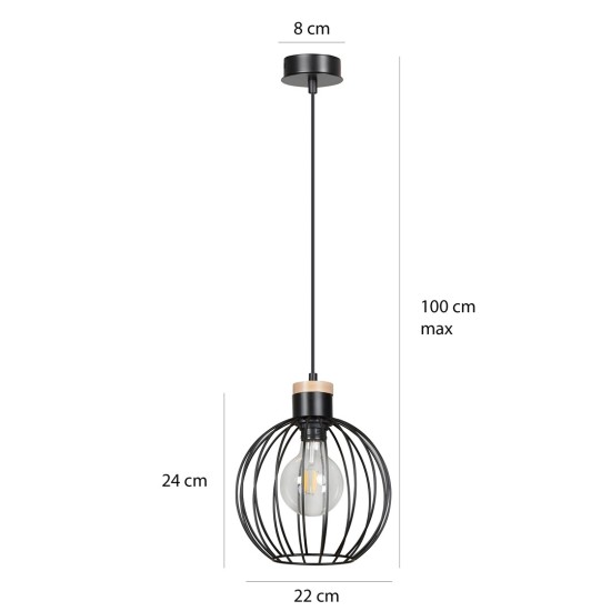 Pakabinamas šviestuvas BARBADO 1 BLACK Pakabinamas šviestuvas BARBADO 1 BLACK